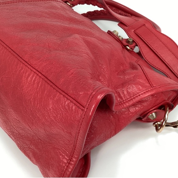 AUTH BALENCIAGA LE CITY MOTORCYCLE BAG RED TAHITIAN ROSE 🌹 AUTHENTICATED✅ - Picture 10 of 16